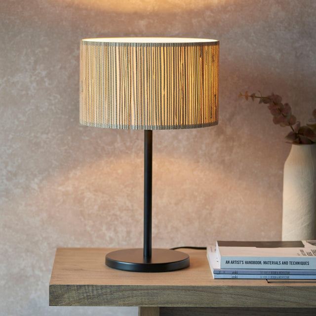 Endon Lighting - 101693 - Endon Lighting 101693 Longshore Indoor Table Lamps Natural seagrass & matt black Non-dimmable