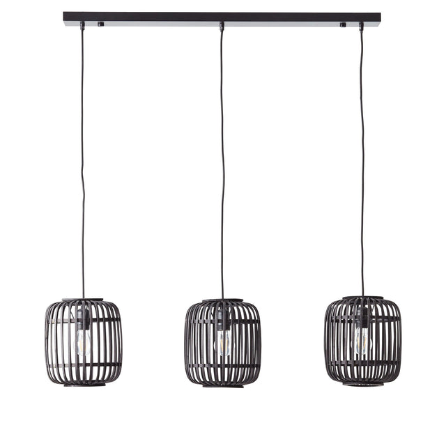 Endon Lighting - 101698 - Endon Lighting 101698 Mathias Indoor Pendant Light Dark bamboo & plywood with matt black paint Dimmable