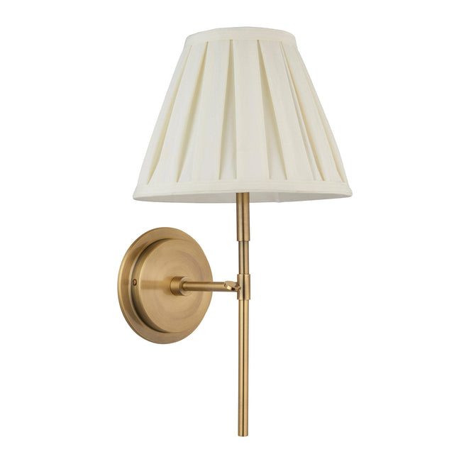 Endon Lighting - 103346 - Endon Lighting 103346 Rennes & Carla Indoor Wall Light Antique brass plate & cream fabric Dimmable