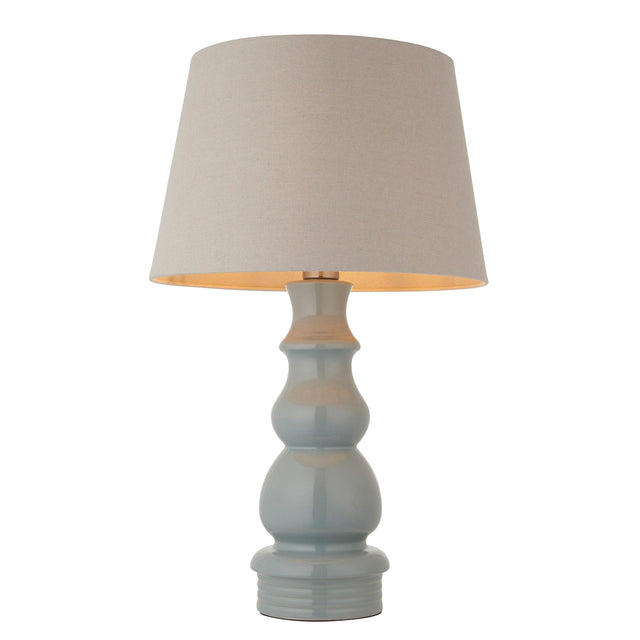 Endon Lighting - 103375 - Endon Lighting 103375 Provence & Cici Indoor Table Lamps Blue grey glaze, satin nickel plate & grey linen fabric Non-dimmable