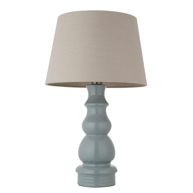 Endon Lighting - 103375 - Endon Lighting 103375 Provence & Cici Indoor Table Lamps Blue grey glaze, satin nickel plate & grey linen fabric Non-dimmable