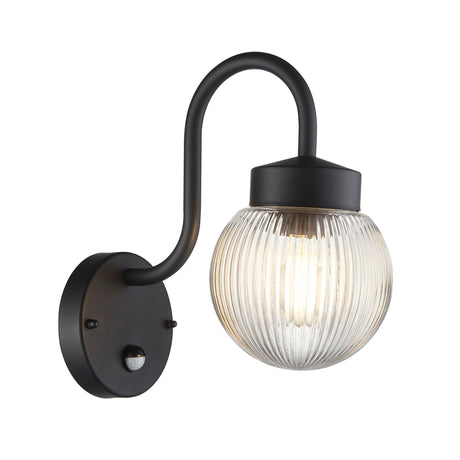 Endon Lighting - 103829 - Endon Lighting 103829 Eldon Outdoor Wall Light Textured black & clear ribbed glass Non-dimmable