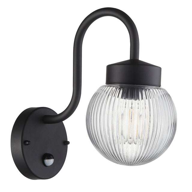 Endon Lighting - 103829 - Endon Lighting 103829 Eldon Outdoor Wall Light Textured black & clear ribbed glass Non-dimmable