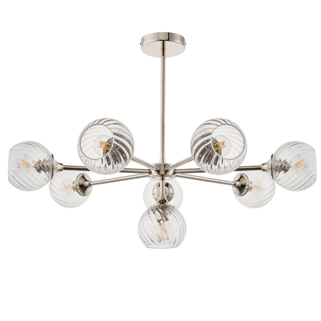 Endon Lighting - 104051 - Endon Lighting 104051 Allegra Indoor Pendant Light Bright nickel plate & clear spiral glass Dimmable