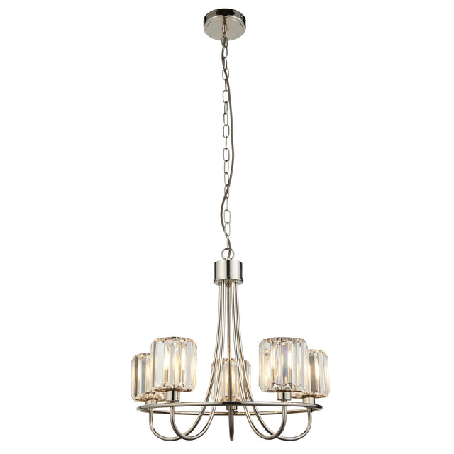 Endon Lighting - 104108 - Endon Lighting 104108 Berenice Indoor Pendant Light Bright nickel plate & clear glass Dimmable