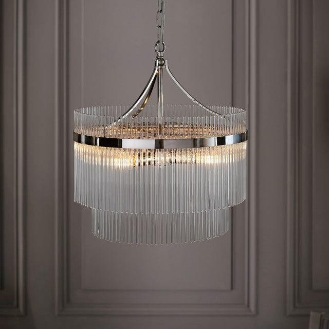 Endon Lighting - 104112 - Endon Lighting 104112 Marietta Indoor Pendant Light Bright nickel plate & clear glass Dimmable