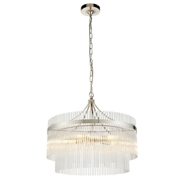 Endon Lighting - 104112 - Endon Lighting 104112 Marietta Indoor Pendant Light Bright nickel plate & clear glass Dimmable