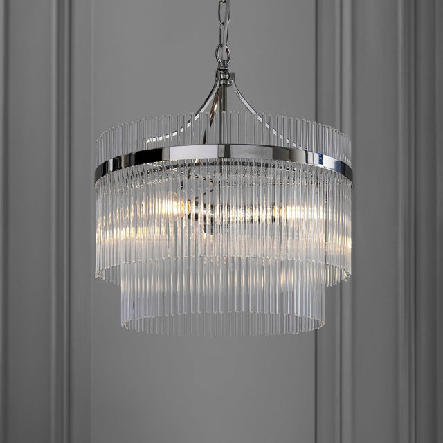 Endon Lighting - 104113 - Endon Lighting 104113 Marietta Indoor Pendant Light Bright nickel plate & clear glass Dimmable