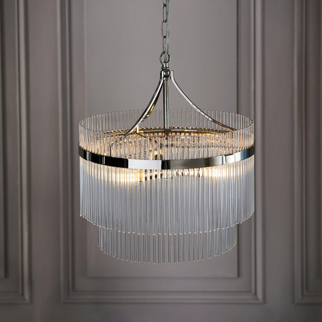 Endon Lighting - 104113 - Endon Lighting 104113 Marietta Indoor Pendant Light Bright nickel plate & clear glass Dimmable