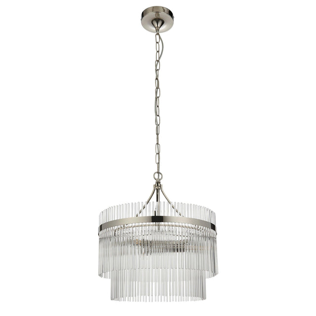 Endon Lighting - 104113 - Endon Lighting 104113 Marietta Indoor Pendant Light Bright nickel plate & clear glass Dimmable