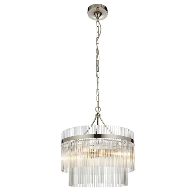 Endon Lighting - 104113 - Endon Lighting 104113 Marietta Indoor Pendant Light Bright nickel plate & clear glass Dimmable