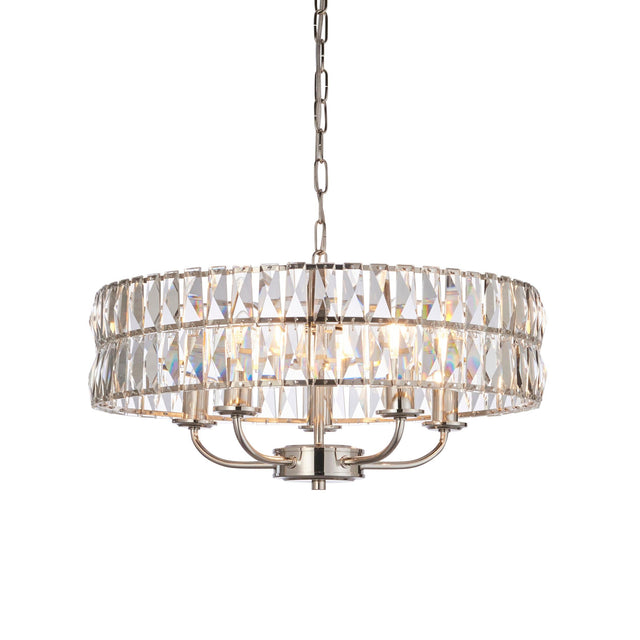 Endon Lighting - 104467 - Endon Lighting 104467 Clifton Indoor Pendant Light Bright nickel plate & clear crystal glass Dimmable