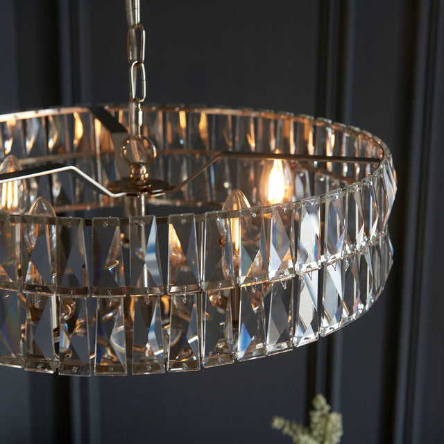 Endon Lighting - 104467 - Endon Lighting 104467 Clifton Indoor Pendant Light Bright nickel plate & clear crystal glass Dimmable