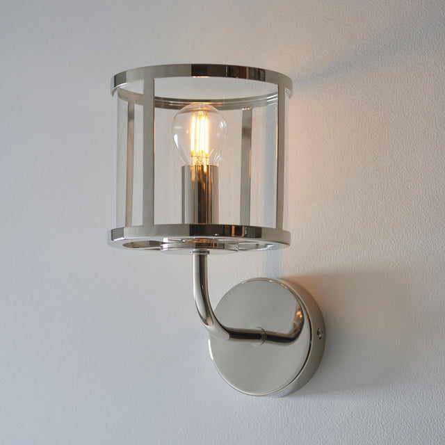 Endon Lighting - 106003 - Endon Lighting 106003 Hopton Indoor Wall Light Bright nickel plate & clear glass Dimmable