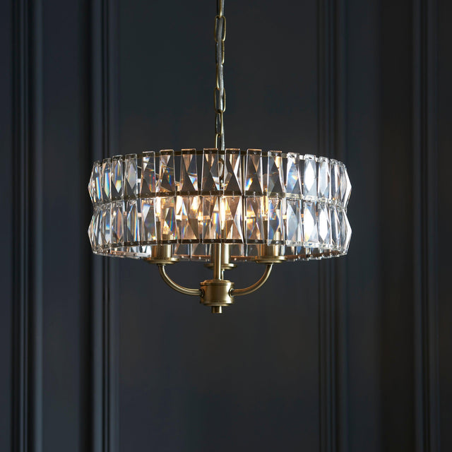 Endon Lighting - 106243 - Endon Lighting 106243 Clifton Indoor Pendant Light Antique brass plate & clear crystal glass Dimmable