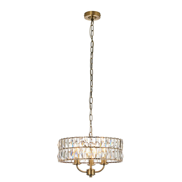 Endon Lighting - 106243 - Endon Lighting 106243 Clifton Indoor Pendant Light Antique brass plate & clear crystal glass Dimmable