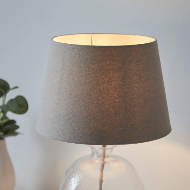 Endon Lighting - 106274 - Endon Lighting 106274 Lyra & Cici Indoor Table Lamps Clear textured glass & grey linen mix fabric Non-dimmable