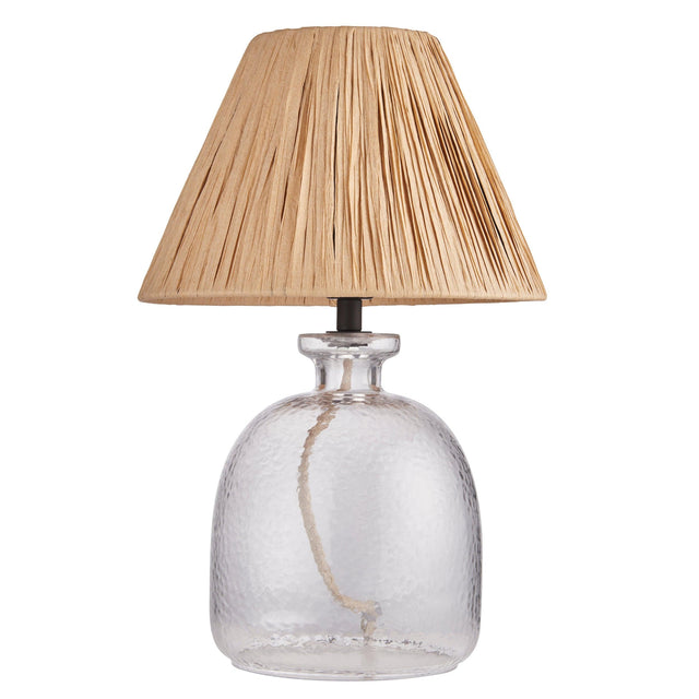 Endon Lighting - 106277 - Endon Lighting 106277 Lyra Raffia Indoor Table Lamps Clear textured glass & natural raffia Non-dimmable