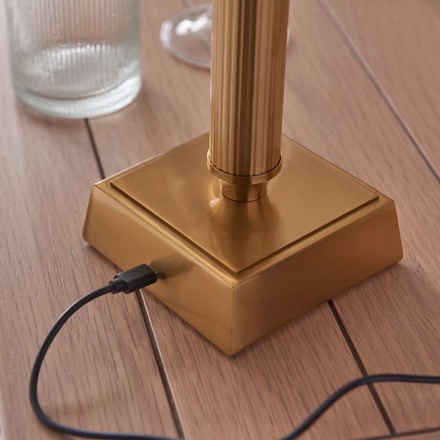 Endon Lighting - 110457 - Endon Lighting 110457 Trobridge Rechargeable 1lt Table Indoor light fitting Brushed aged brass plate