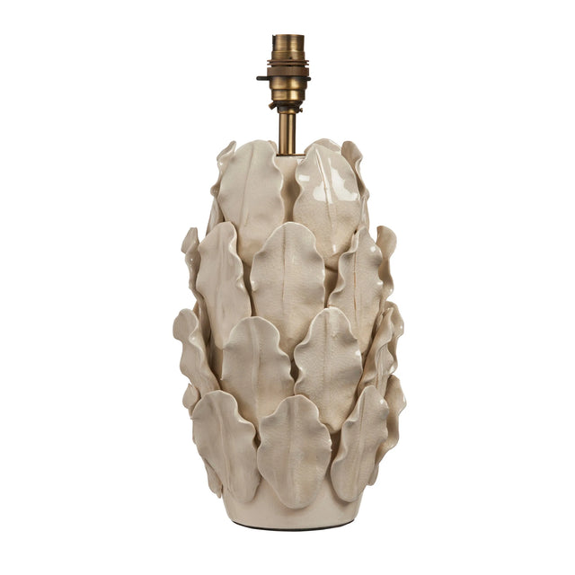 Endon Lighting - 111250 - Endon Lighting 111250 Layered Leaf Large 1lt Table Indoor light fitting Ivory crackle glaze & brushed aged brass plate