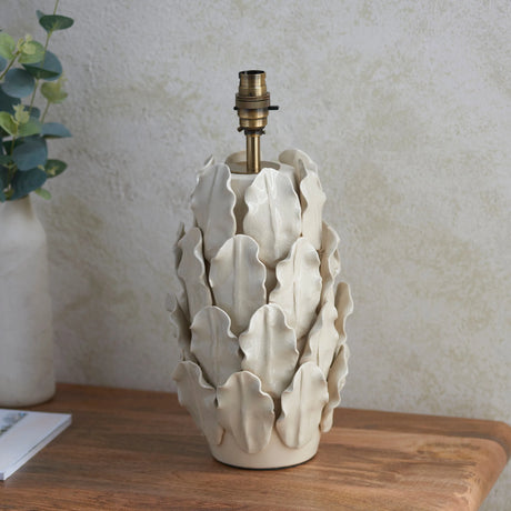 Endon Lighting - 111250 - Endon Lighting 111250 Layered Leaf Large 1lt Table Indoor light fitting Ivory crackle glaze & brushed aged brass plate