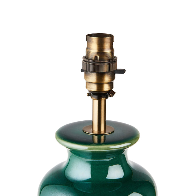 Endon Lighting - 111256 - Endon Lighting 111256 Monroe 1lt Table Indoor light fitting Gloss green reactive glaze & brushed aged brass plate