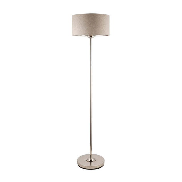 Endon Lighting - 112232 - Endon Lighting 112232 Highclere 1lt Floor Indoor light fitting Brushed chrome plate & natural linen