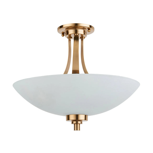 Endon Lighting - 112438 - Endon Lighting 112438 Welles 3lt Flush Indoor light fitting Brushed aged brass plate & white glass