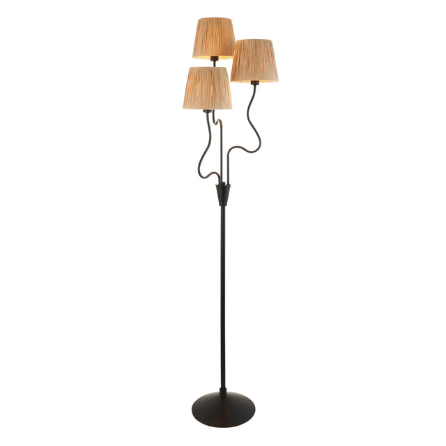 Endon Lighting - 114221 - Endon Lighting 114221 Wriggle 3lt Floor Indoor light fitting Matt black & natural raffia