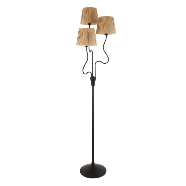 Endon Lighting - 114221 - Endon Lighting 114221 Wriggle 3lt Floor Indoor light fitting Matt black & natural raffia