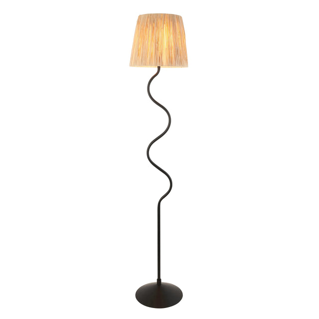 Endon Lighting - 114223 - Endon Lighting 114223 Wriggle 1lt Floor Indoor light fitting Matt black & natural raffia