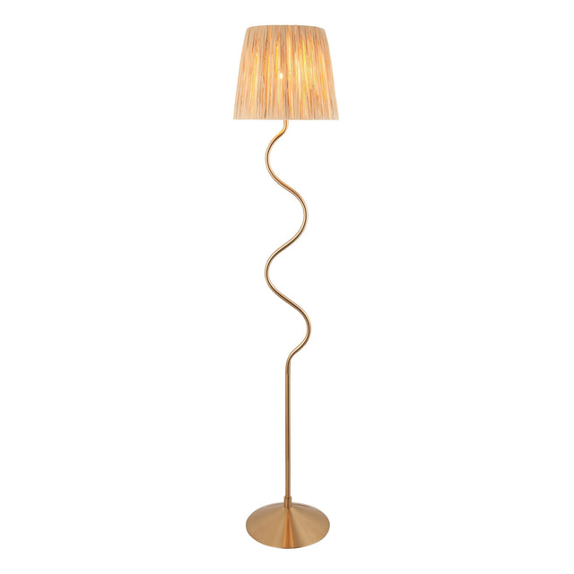 Endon Lighting - 114224 - Endon Lighting 114224 Wriggle 1lt Floor Indoor light fitting Brushed aged brass plate & natural raffia