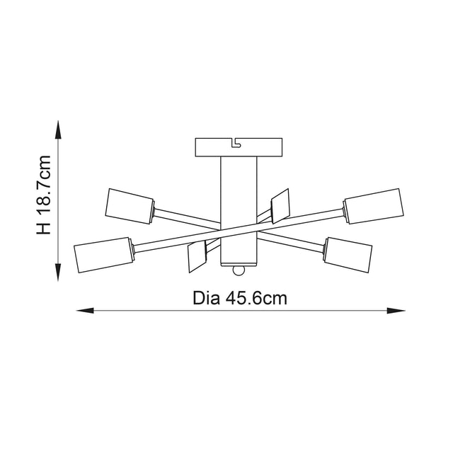 Endon Lighting - 146-6CH - Endon Lighting 146-6CH Havana Indoor Semi flush Light Chrome plate & frosted glass Dimmable