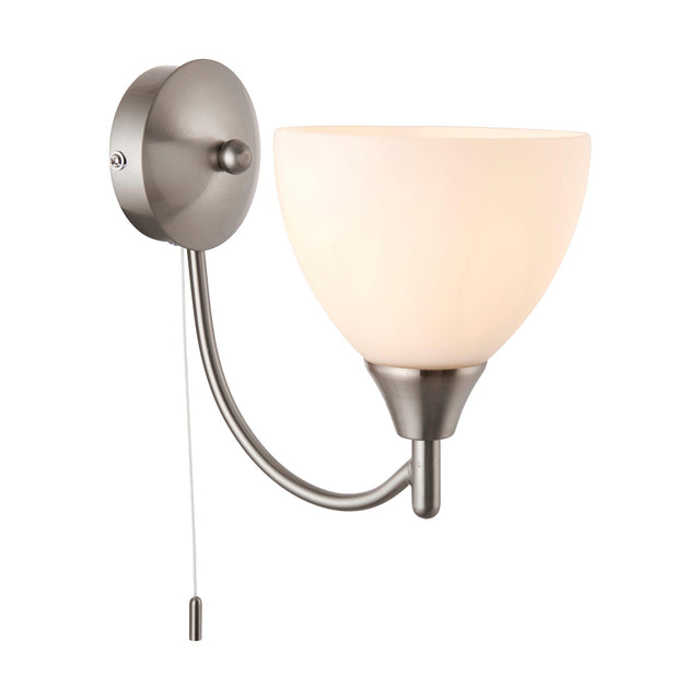 Endon Lighting - 1805-1SC - Endon Lighting 1805-1SC Alton Indoor Wall Light Satin chrome plate & opal glass Dimmable