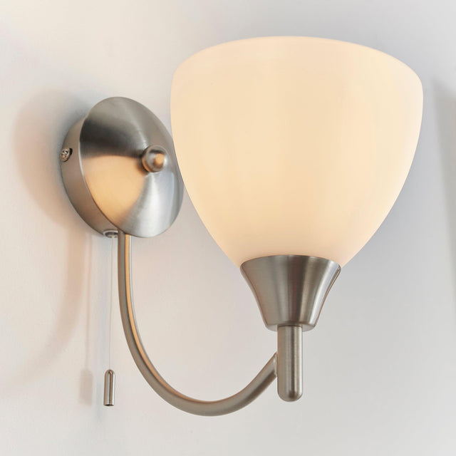 Endon Lighting - 1805-1SC - Endon Lighting 1805-1SC Alton Indoor Wall Light Satin chrome plate & opal glass Dimmable