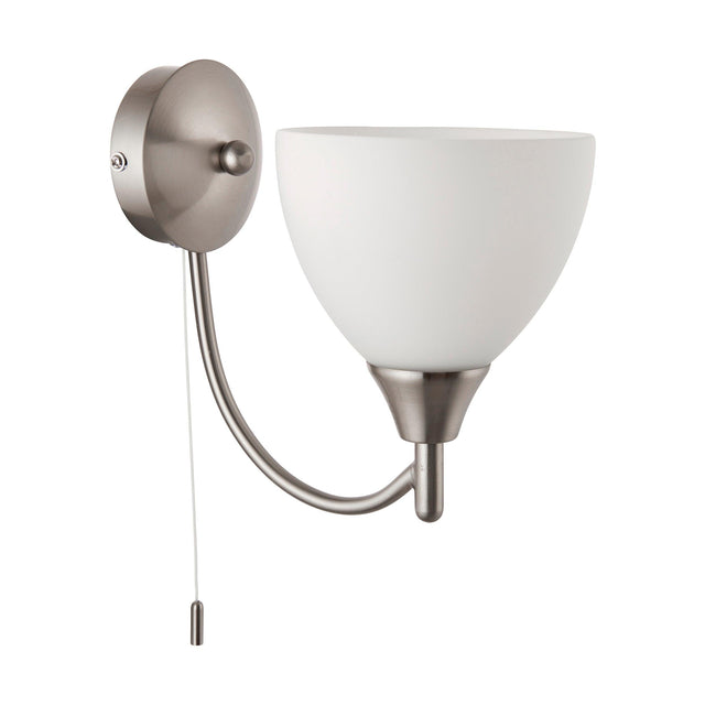 Endon Lighting - 1805-1SC - Endon Lighting 1805-1SC Alton Indoor Wall Light Satin chrome plate & opal glass Dimmable