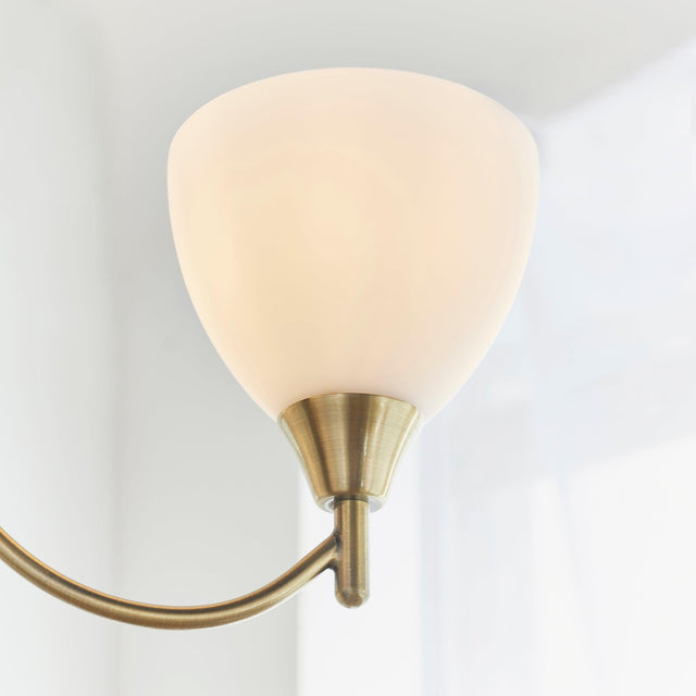 Endon Lighting - 1805-3AN - Endon Lighting 1805-3AN Alton Indoor Pendant Light Antique brass plate & opal glass Dimmable