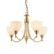 Endon Lighting - 1805-5AN - Endon Lighting 1805-5AN Alton Indoor Pendant Light Antique brass plate & opal glass Dimmable