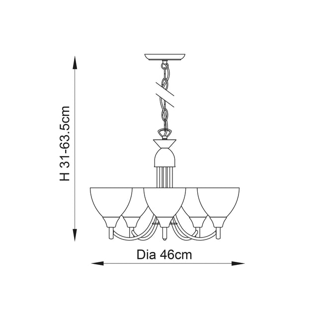 Endon Lighting - 1805-5SC - Endon Lighting 1805-5SC Alton Indoor Pendant Light Satin chrome plate & opal glass Dimmable