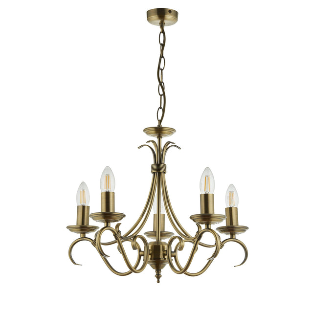 Endon Lighting - 2030-5AN - Endon Lighting 2030-5AN Bernice Indoor Pendant Light Antique brass plate Dimmable