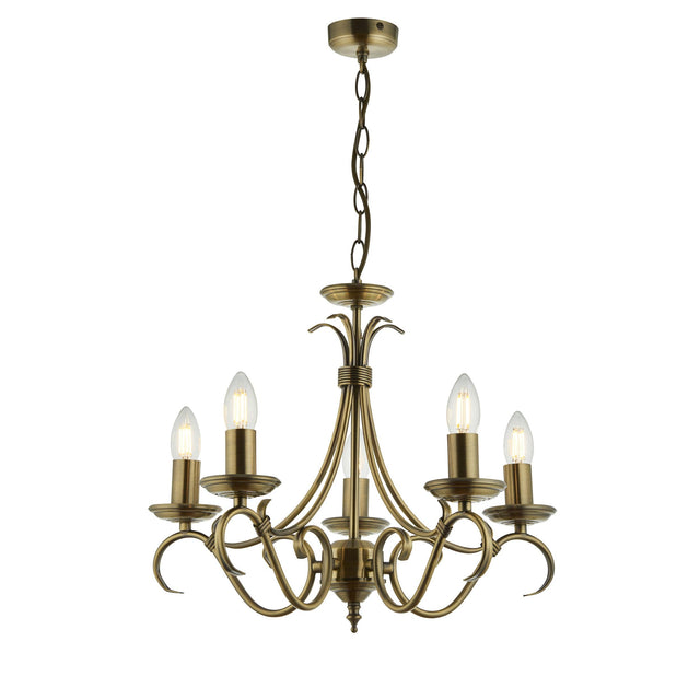 Endon Lighting - 2030-5AN - Endon Lighting 2030-5AN Bernice Indoor Pendant Light Antique brass plate Dimmable