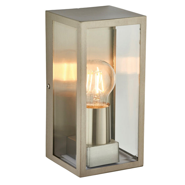 Endon Lighting - 53803 - Endon Lighting 53803 Oxford Outdoor Wall Light Brushed stainless steel & clear glass Dimmable