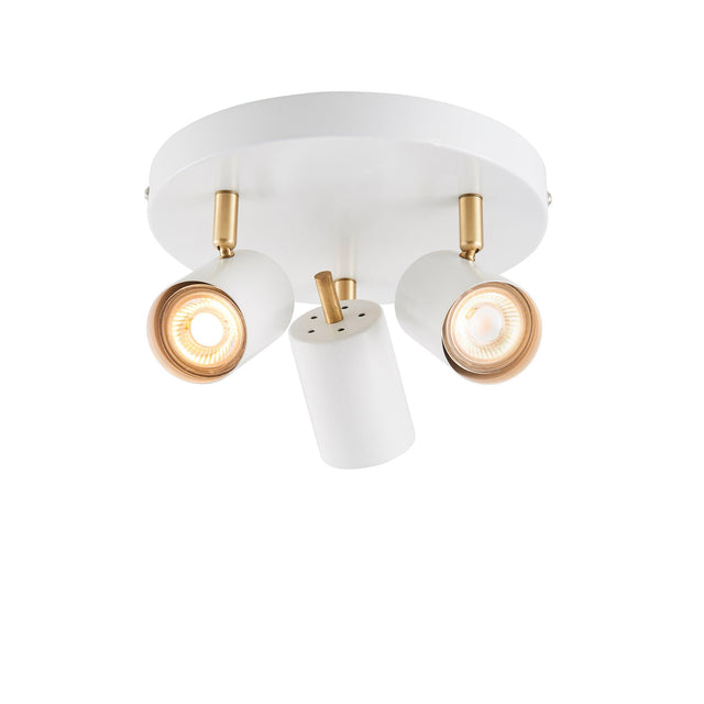 Endon Lighting - 59932 - Endon Lighting 59932 Gull Indoor Spot Light Matt white paint & satin brass plate Non-dimmable