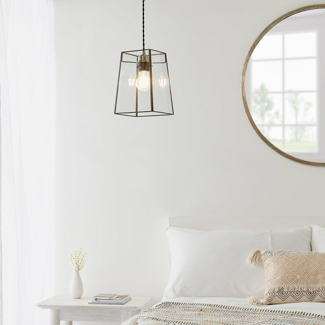 Endon Lighting - 60892 - Endon Lighting 60892 Beaumont Indoor Pendant easyfit Light Clear glass & antique brass plate Not applicable