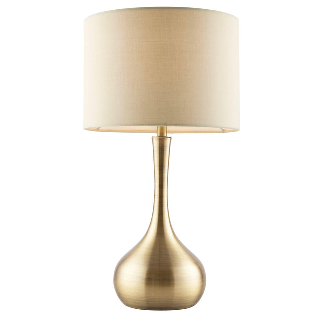 Endon Lighting - 61191 - Endon Lighting 61191 Piccadilly Indoor Table Lamps Soft brass plate & taupe fabric Dimmer included