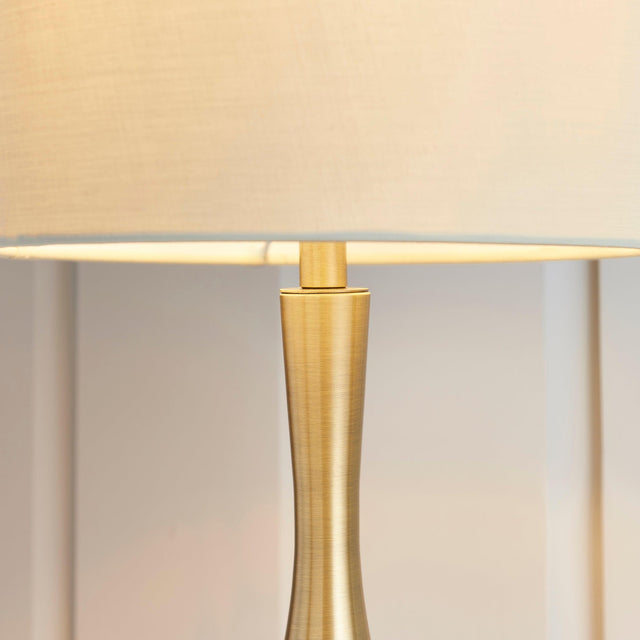 Endon Lighting - 61191 - Endon Lighting 61191 Piccadilly Indoor Table Lamps Soft brass plate & taupe fabric Dimmer included