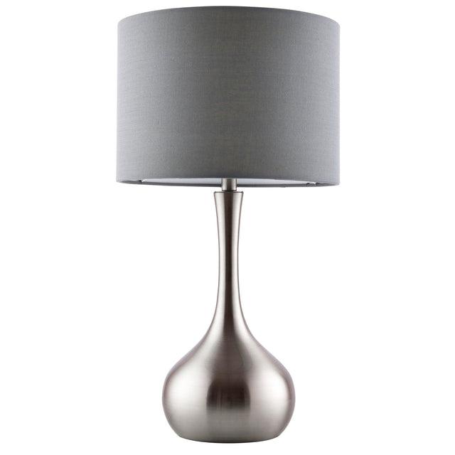 Endon Lighting - 61192 - Endon Lighting 61192 Piccadilly Indoor Table Lamps Satin nickel plate & grey fabric Dimmer included