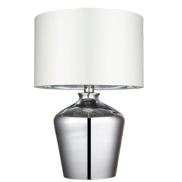 Endon Lighting - 61198 - Endon Lighting 61198 Waldorf Indoor Table Lamps Chrome glass & ivory fabric Non-dimmable