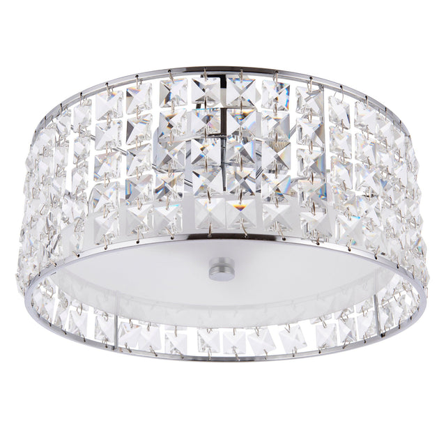 Endon Lighting - 61252 - Endon Lighting 61252 Belfont Bathroom Flush Light Clear crystal, frosted glass & chrome plate Dimmable