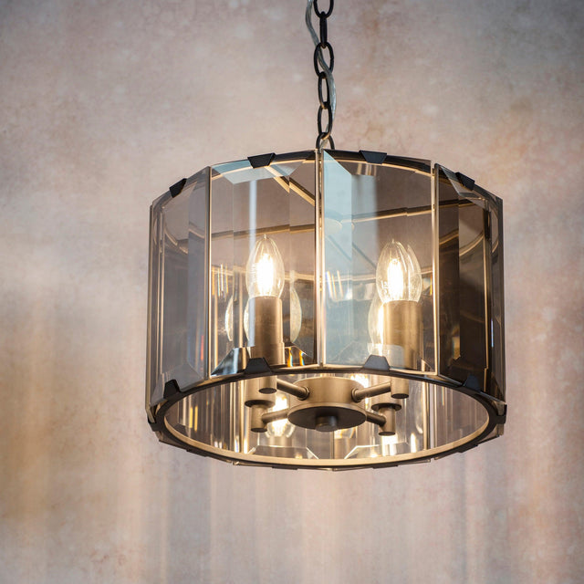 Endon Lighting - 61281 - Endon Lighting 61281 Clooney Indoor Pendant Light Slate grey & smoked cut glass Dimmable